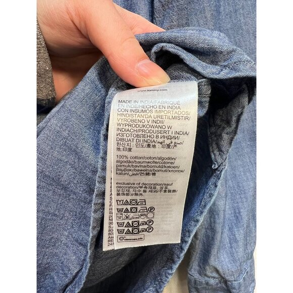 Tommy Hilfiger Men's Regular Fit Washed Chambray Shirt Button Down Size XL Blue - Picture 4 of 11